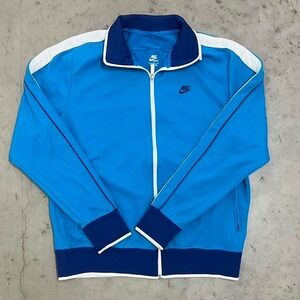 Vintage Nike Blue & White Zip Up Track Jacket